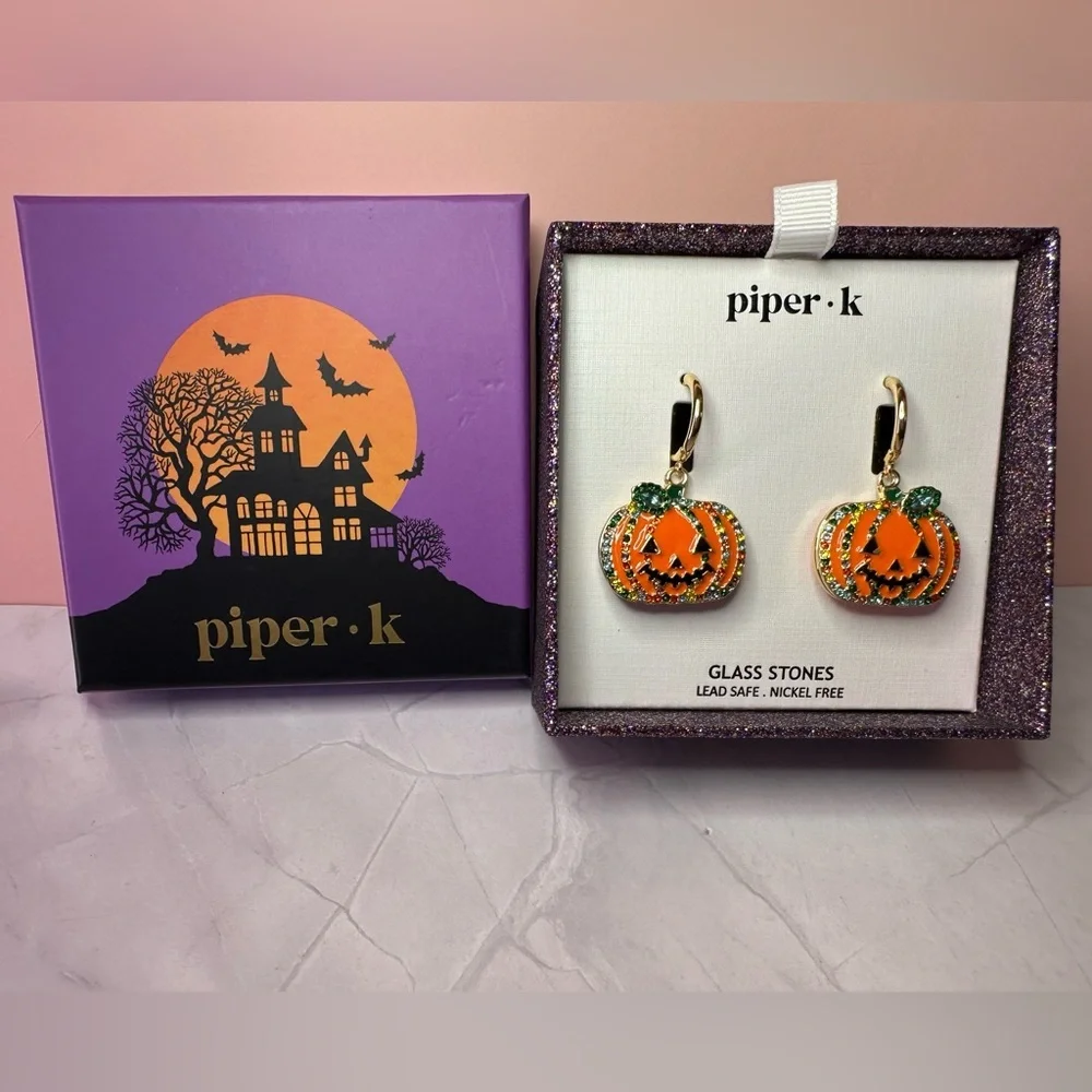 Piper K Jack o Lantern earrings new in box